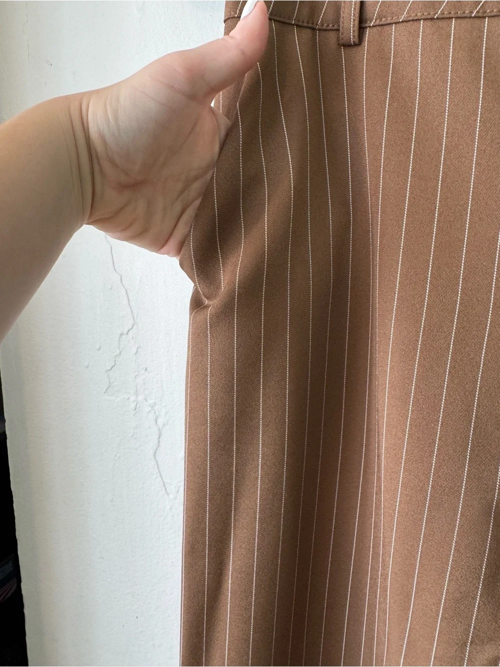 Tailored Wide-Leg Brown Pinstripe Men’s Trousers